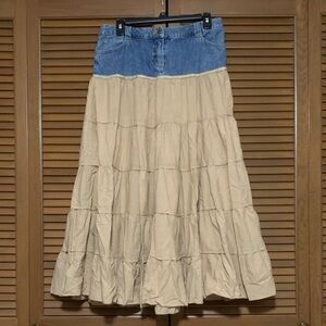 ecologie half denim flare boho maxi skirt 10